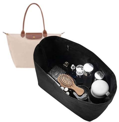 Organizer für Longchamp L, Taschenorganizer für Longchamp L, Taschen Organizer Shopper für longchamp Le pliage L, Multifunktionalen Dupontpaper Handtaschen Organizer mit Becherhalter, Schwarz