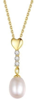 Aotiwe Collier Damen Hochzeit, Halsreif Silber 925 Damen Perle und Herz mit Zirkonia Lila