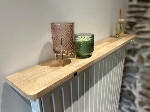 Merveille - Tablette Radiateur sans Percer - Étagère Lames en Bois Massif Hévéa Indéformable - Épaisseur 18 mm - Résistance Humidité + Chaleur, 100°C - Fabrication Française (70x15cm)