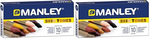 Manley - Estuche 10 Unidades Ceras Diversidad de Colores | Creatividad sin Límites | Skin Tones (Colores de la Piel) | Para Todas las Edades (Paquete de 2)