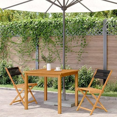Eleganz Lot de 2 chaises de bistrot, noires, en bois massif d'acacia traité à l'huile, avec corde, meubles de jardin durables pour terrasse et jardin