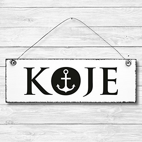Koje - Schlafzimmer Anker maritim Türschild Dekoschild Wandschild Holz Deko Schild 10x30cm Holzdeko Holzbild Deko Schild Geschenk Mitbringsel Badezimmer