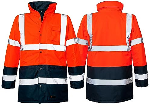 Marel Winter Warnjacke Warnschutz Pilotenjacke Arbeitsjacke Warnschutzjacke (BLIZAR-ORANGE) (L)