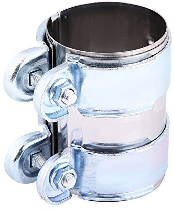 Qiilu Stainless Steel 2.5in Exhaust Band Clamp with Bolts, CNC Precision Machined, Sealing and Noise Reduction, Easy Installation & Removal