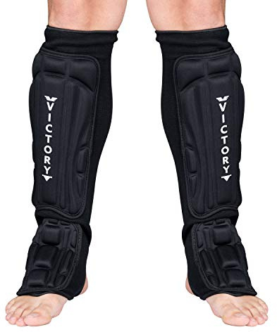 Kickboxing, Muay Thai MMA Martial Arts Shin Guards, Instep Guard Sparring Protective Leg Shin Foam Kick Pads for Kids and Adults (Small)