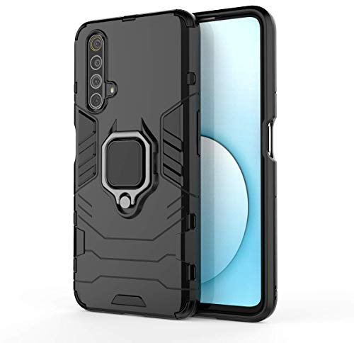 TANYO Funda para OPPO Realme X3 / X3 SuperZoom, Carcasa TPU/PC Hybrid Case con 360° Soporte, Robusta Silicona Estuche, Antigolpes Cover Caso Negro