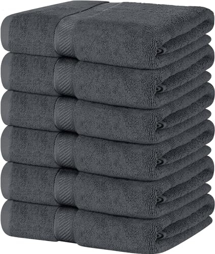Simpli-Magic Cotton Bath Towels, 25”x50”, Gray, 6 Pack