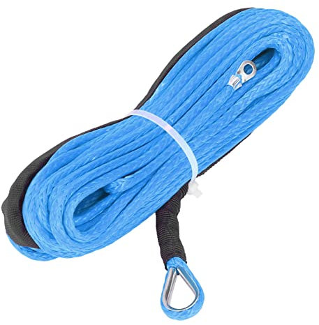Cable de Cabrestante Sintético Cuerda de Remolque de Línea de Cabrestante 4.8mmx15m Fibra Sintética 5500lbs Resistencia a la Rotura Accesorio Impermeable para Remolque ATV UTV(azul)