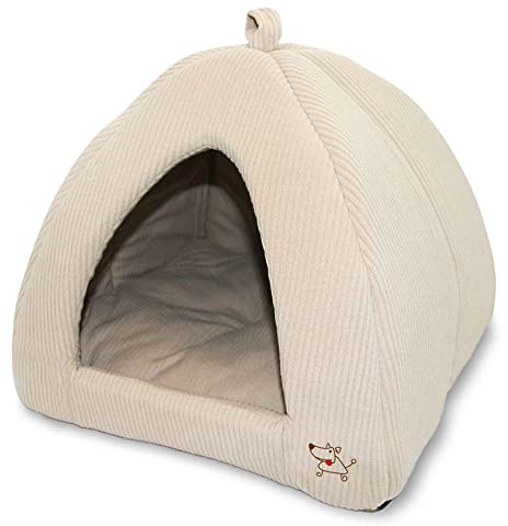 Pet Tent-Soft Bed for Dog and Cat by Best Pet Supplies - Beige Corduroy, 16 x 16 x H:14