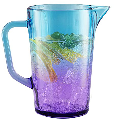 TREND FOR HOME Jarra Agua Cristal 1 Litro Jarra con Asa para Bebidas Frías Jarra de Agua Zumo Leche con Mango Manejable Jarra Leche Cristal Vidrio Coloreado Florero 19 cm | Gigi Dreamy Sunset