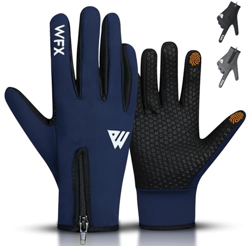 WESTWOOD FOX Cycling Gloves for Kids,Thermal Winter gloves for Boy Girl,Windproof,Anti-Slip,Touchscreen, Palm Grip, Full Finger Gloves for Cycling, Hiking, Mountain Biking, Running (M, BLUE)