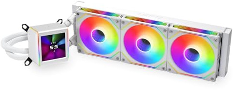 Lian Li GA II LCD 360MM AIO - Asetek 8th Gen - 2.88” IPS LCD Screen Liquid Cooler - Screen Recording for Videos and Photos - Pre-Installed UNI Fan SL-INF Fans (GA2ALCD36INW)