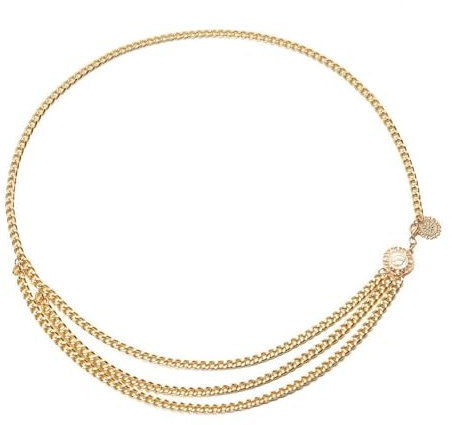 Ceinture Chaîne Dorée Multicouche pour Femmes Filles Chaîne pour Ceinture Réglable Chaîne Taille Or Chaîne Ventre Chaîne de Corps pour Robe Jeans Bal Fête Mariage(Gerbera)
