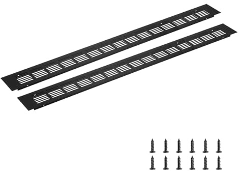 sourcing map Rectangle Ventilation Grille, Aluminum Alloy Mesh Air Vent Cover Louvered Ventilation Cover with Mounting Screws for Cabinet Shoe Closet (600x60mm/24x2, Black)