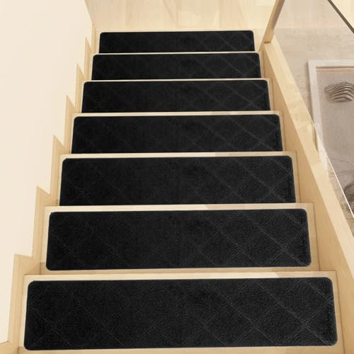 Fecialy Stair Treads for Wooden Steps, 15 Pack 8 X 30 Non Slip Carpet Stair Treads with Non Skid Rubber Backing Removable Washable Step Runners Perfect for Kids,Elders,Pets