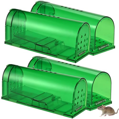 Cieex Lebendfalle für Maus Mausefalle Lebend, Tierfreundlich Lebendfalle Maus mit Luftlöchern, Wiederverwendbare Mausefalle für Mäuse in der Küche im Lager im Garten Mäusefalle für Haus (4er Set)