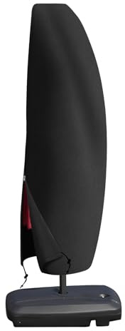 RICHIE Parasol Cover Waterproof Cantilever Parasol Heavy Duty 600D Oxford PVC Coating for Garden Umbrella Fit 2 to 4m Diameter Parasols 265x40/70/50cm with Zip and Adjustable Drawstring Cord,Black