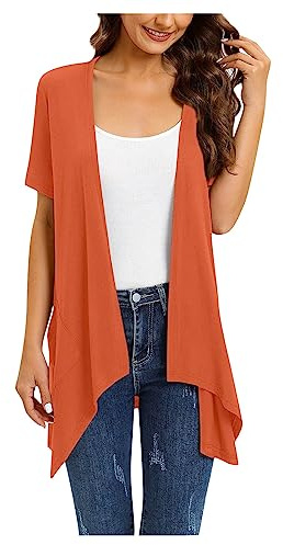 Cárdigan para mujer de verano ligero | cárdigans para mujer de manga corta | chaqueta de verano ligera de tallas grandes chaquetas para mujer elegante blusa irregular chaqueta de entretiempo monocolor