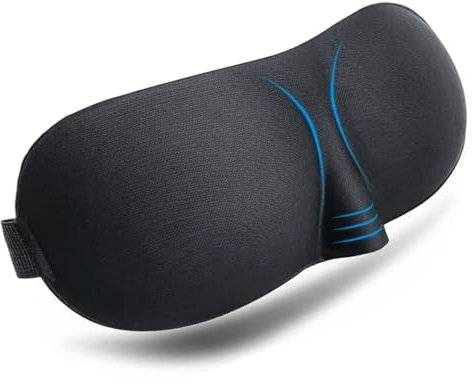 Senshuomy 3D Deep Orbit Invisible Alar Sleep Mask - Ultra Lightweight, Comfortable with Adjustable Strap, Ideal for Travel, Nap & Shift Work, Includes Noise-Canceling Earplugs(Black/1pcs)