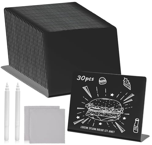 BSTDAYEVER krittavlor liten bufféskylt minitavla för märkning | 30 st 10 x 7,5 cm prislappar bordsskylt bufféskyltar avtorkbara för restaurang café bröllop fest bageri
