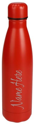 Personalised Engraved 500ml Insulated Water Bottle with Any Name Hot or Cold Drinks Selection of Colours (Red)
