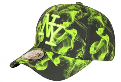 NY Cap Neon Grün und Schwarz Fashion Streetwear Baseball Smoky – Unisex, grün, Einheitsgröße