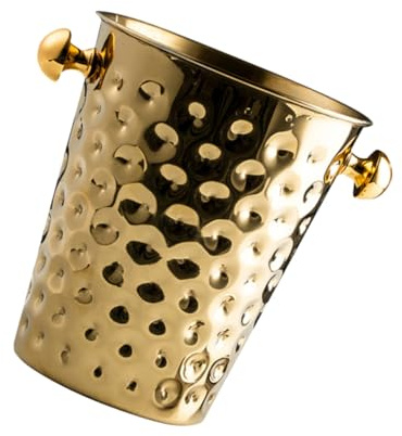 ROMISBABA Secchiello per Ghiaccio del Vino 5l in Acciaio Inossidabile Dorato Manico, Design a Particelle Martellate, Porta Ghiaccio per Bar, Ristorante e Feste a Casa