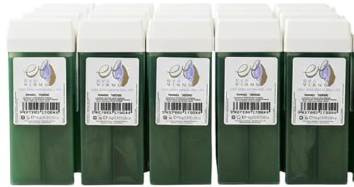 EVA VISNÚ CERA DEPILATORIA ROLL-ON - Caja con 20 cartuchos de 110 g. de cera tibia verde.