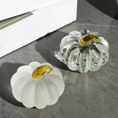 Auratrove Adorno Transparente de Cristal Esmerilado de Calabaza para decoración de Frutas y Verduras, Sala de Estar, Dormitorio, Estudio