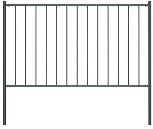 vidaXL Pannello di Recinzione con Pali Robusto Durevole Struttura Divisorio Esterni Recinto Giardino in Acciaio Verniciato 1,7x1,25 m Antracite