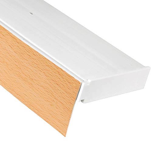 Bestlivings 3-Läufige Vorhangschiene mit Innenlauf aus Kunststoff in 390cm (3x90cm, 1x120cm), Kunststoff Blende BUCHE Optik, Gardinenschiene