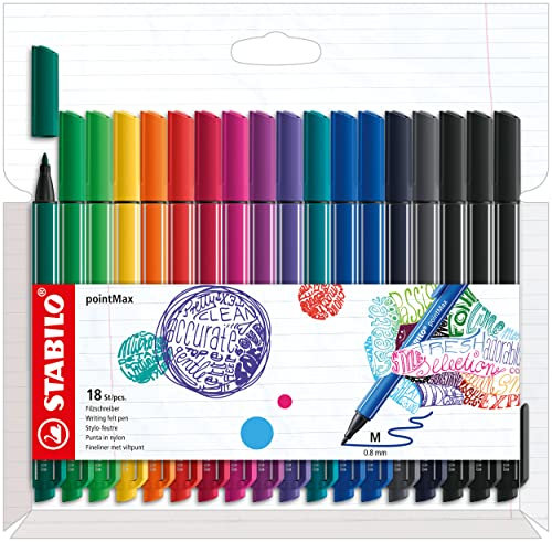 STABILO - Filzschreiber - pointMax - 18er Pack - mit 18 verschiedenen Farben