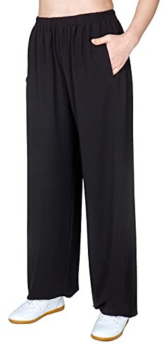 NA Tai Chi Hosen Damen und Herren Baumwolle und Leinen Martial Arts Training Laternen Tai Chi Übungshose Tai Chi Kleidung,Schwarz-Large (Black XXL)