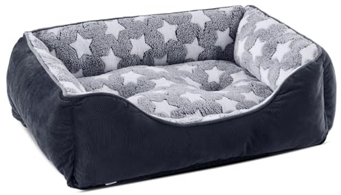 GASUR Large Dog Bed, Rectangle Washable Pet Beds, Orthopedic Dog Sofa Bed, Durable Pet Cuddler Anti-Slip Bottom, Soft Calming Sleeping Warming Puppy Bed (L (35x 25x 9), Black)