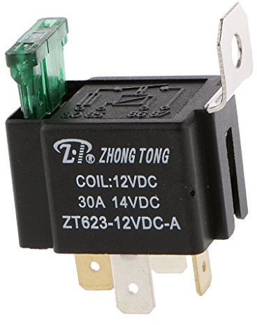 Tiuimk Relais ZT623-12V-A 30A/12VDC avec support métallique et fusible à lame moyenne 30A