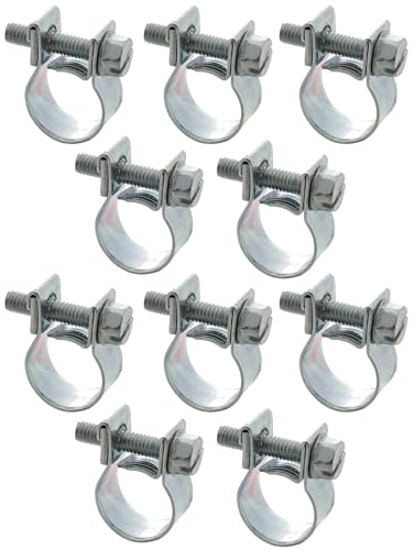 cyclingcolors 10x Fascette Mini Morsetto Acciaio T-Bolt Linea di Carburante Clip per Tubo, 15-17mm
