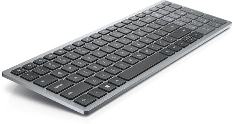Dell KB740 Teclado Inalámbrico Multidispositivo Compacto – Español (QWERTY), Bluetooth 5.0 y RF 2.4 GHz, Compatible con Windows, Mac, Linux, ChromeOS y Android, Teclas Programables, Gris Titanio