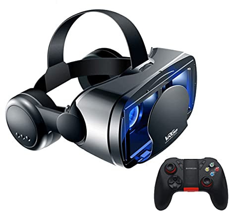 qiqiaollo Virtual-Reality-Headset mit Controller, verstellbare 3D-VR-Brille, HD, Blu-ray, Augenschutz, unterstützt 12,7 - 17,8 cm für Handy/Android/379 (Farbe: B04)