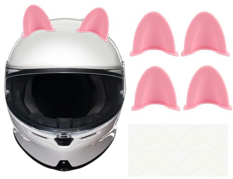 4 Pièces Oreille Casque Moto Mignonnes Accessoires Auto-Adhésifs Universels pour Femme et Véhicules (Rose)