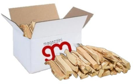 Legnetti Accendifuoco GM, Legna da Bosco Italiano, Lunghezza 18/19cm~ a Taglio Variabile,Scatola 21x23x26cm, 2kg (Legnetti Misti, 12 Kg)