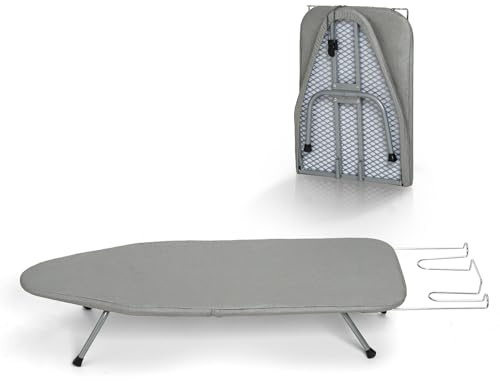 Tabletop Ironing Board with Iron Rest, Small Ironing Board Foldable with Heat Resistant Cover, BlissBoard Mini Compact Iron Table for Dorms, Aprtment and Travel, 31x12, Grey