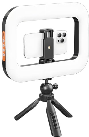 Ring Light, Adjustable Brightness, 6.26x8.66in Continuous Output Illumination, Portable Handheld Light, Compact Design for Vlogging, Streaming, Studio, Filming, Content Photography