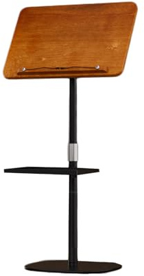 Golvbokställ Med Sidklämmor, Stående Läsställ I Trä, Höjdjusterbart 100-180 Cm, Med Bricka Och Halkfri Bas, For Hemmakontor Och Skola(44.5-102cm)
