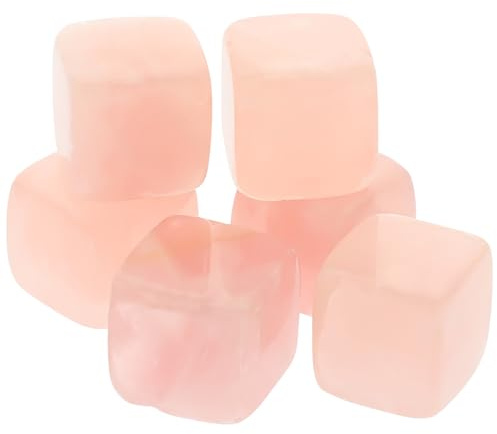 Healeved Cubitos de Hielo de Cuarzo Reutilizables para Whisky, Piedras de Whisky Rosa 1.5-2 Cm, Juego de 6 Unidades para Bebidas en Bar y Hogar
