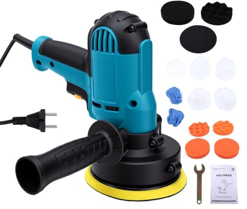 Weytoll Pulidora Orbital de 700W de 5 Pulgadas con 6 Velocidades, Lateral Extraíble 700-3000 RPM para Detalles Automóviles y Cuidado Pintura (Enchufe europeo 250V)