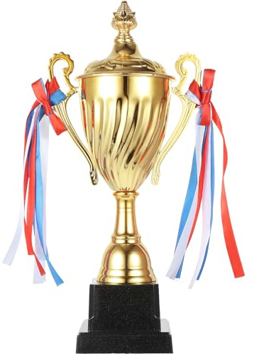 NUOBESTY Metal Trophy Cup 14 Inch Gold Sports Competition Trophy for School Tournament Winners Basketball Football Awards