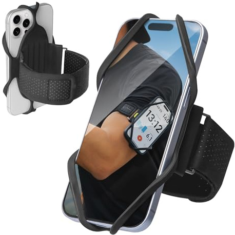 BONE Run Tie 3, Running Phone Armband, Skin-Friendly Silicone Sport Armband with Dual Layer Structure for Heat-Dissipation, Workout Phone Holder for iPhone and 4-7-7.2 Smartphones (Size L)