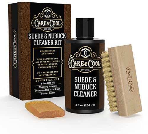 Care & Cool Suede and Nubuck Cleaner Kit (8 oz) Restores Color & Vibrancy to Shoes Clothes, and Furniture (Essential Kit)
