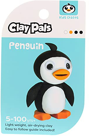 Clay Pals Penguin - Easy Sculpt Fun Fast Air Drying Non Toxic Quick Dry Ultra Light Creative Clay Art and Craft Modelling Set for Kids