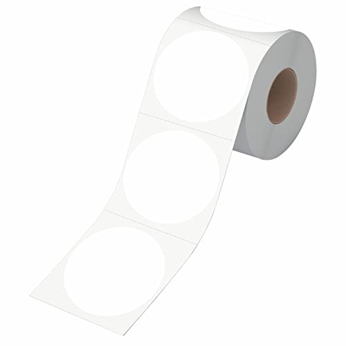 600 autocollants d'inventaire ronds blancs, étiquettes de codage couleur à pois circulaires avec ligne de perforation dans un rouleau (5 cm de diamètre)